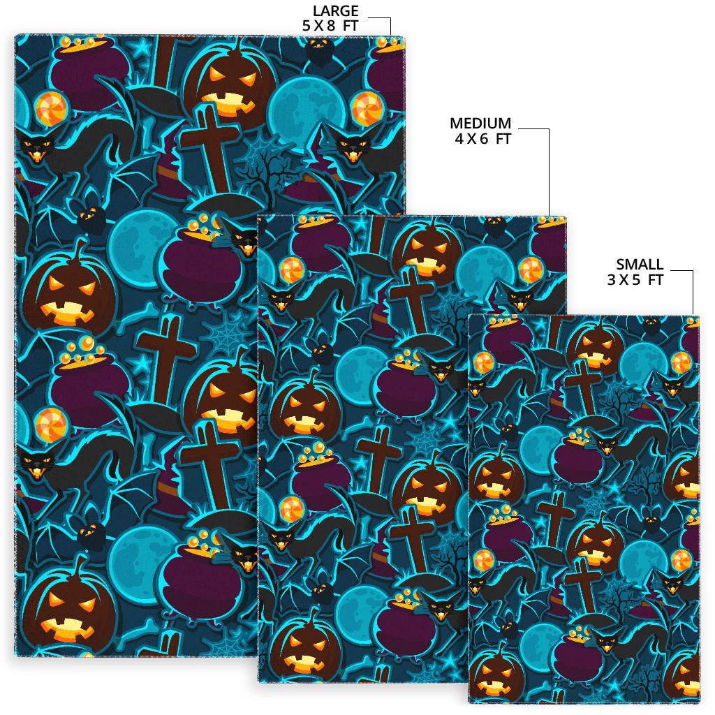 Halloween Pumpkin Cat Pattern Area Rug