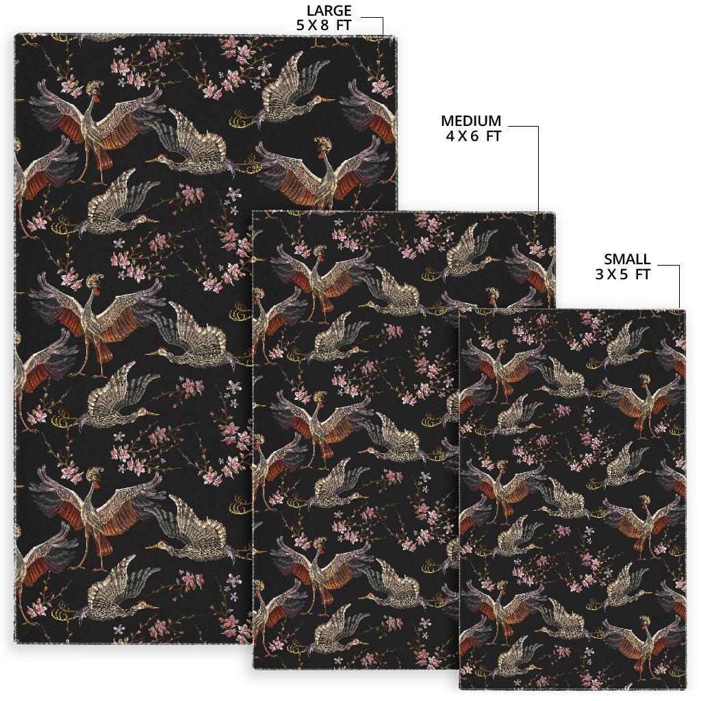 Japanese Crane Pattern Background Area Rug