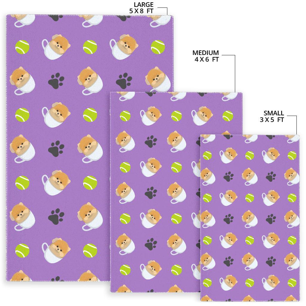 Pomeranian in Cup Pattern Area Rug