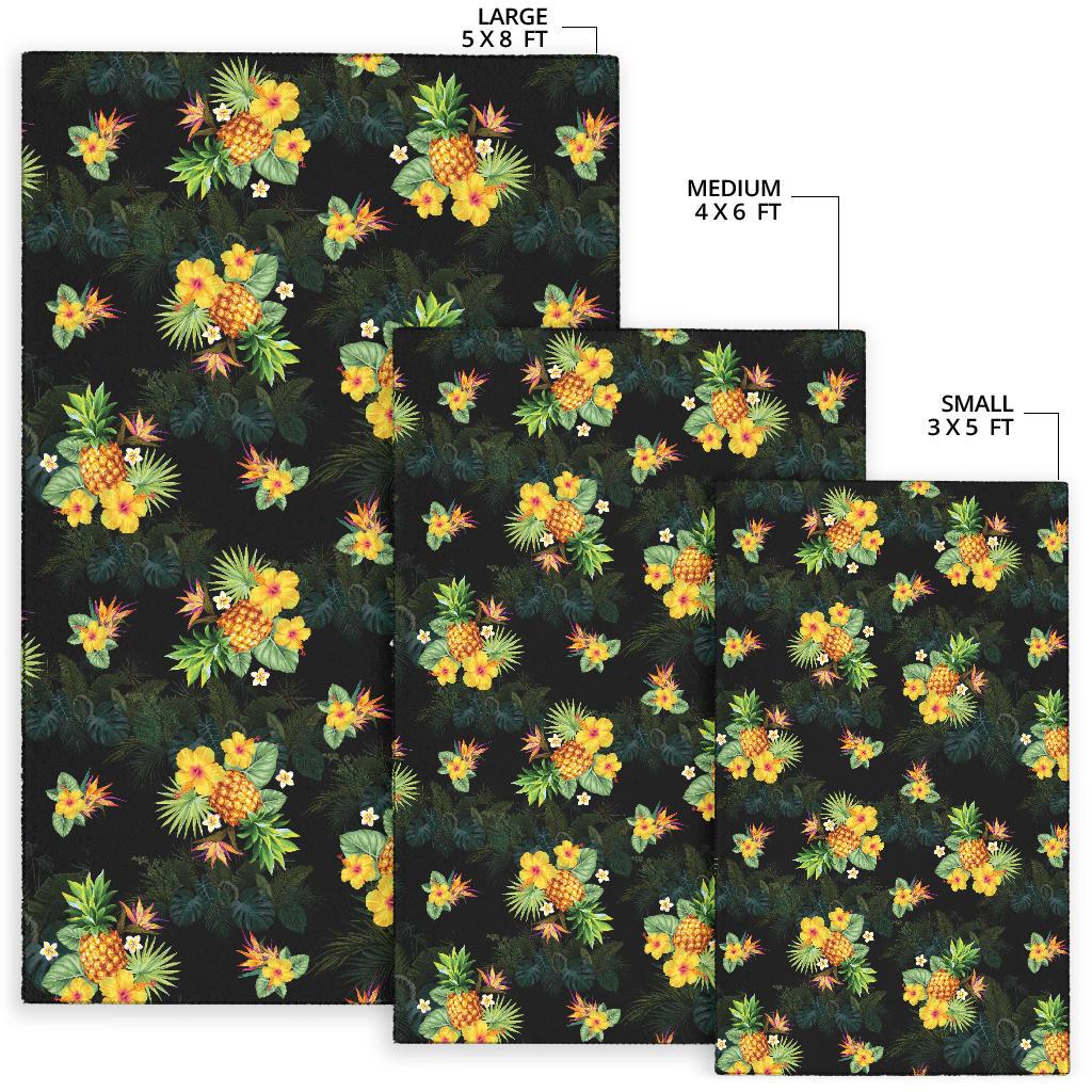 Pineapple Tropical Flower Print Pattern Area Rugs