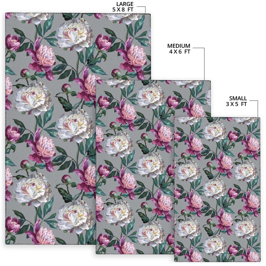 Peony Pattern Print Design PE01 Area Rugs