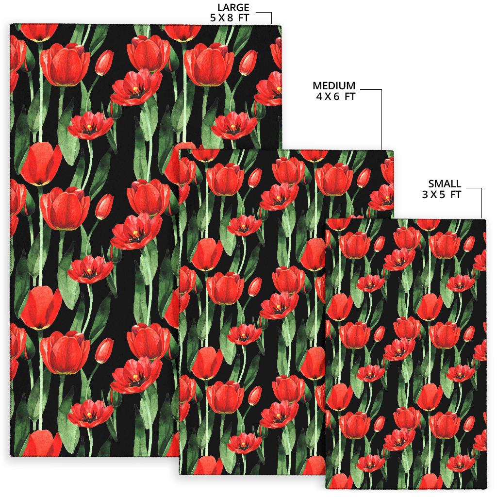 Tulip Red Pattern Print Design TP03 Area Rugs