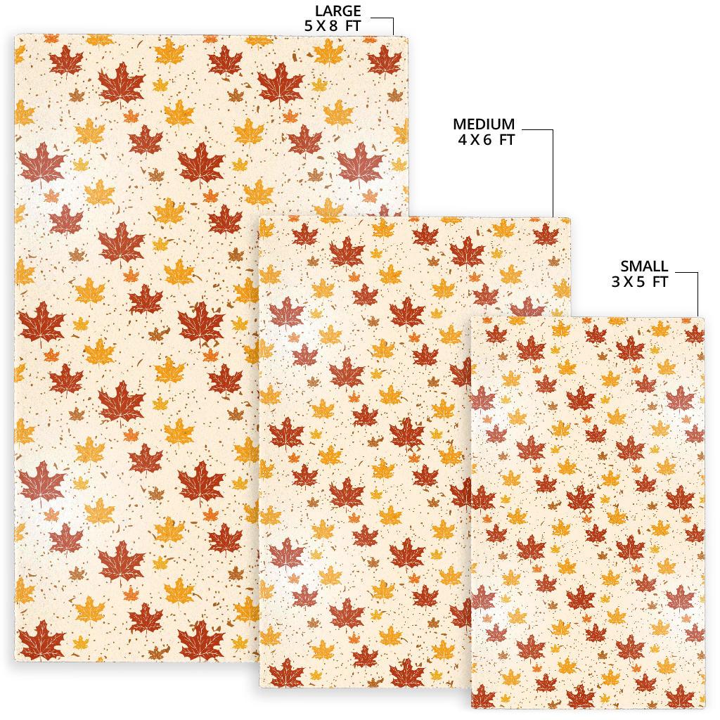 Red and Orange Maple Leaves Pattern Area Rug