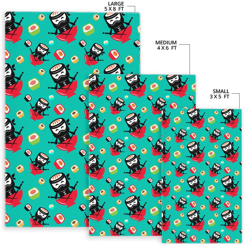 Ninja Sushi Pattern Area Rug