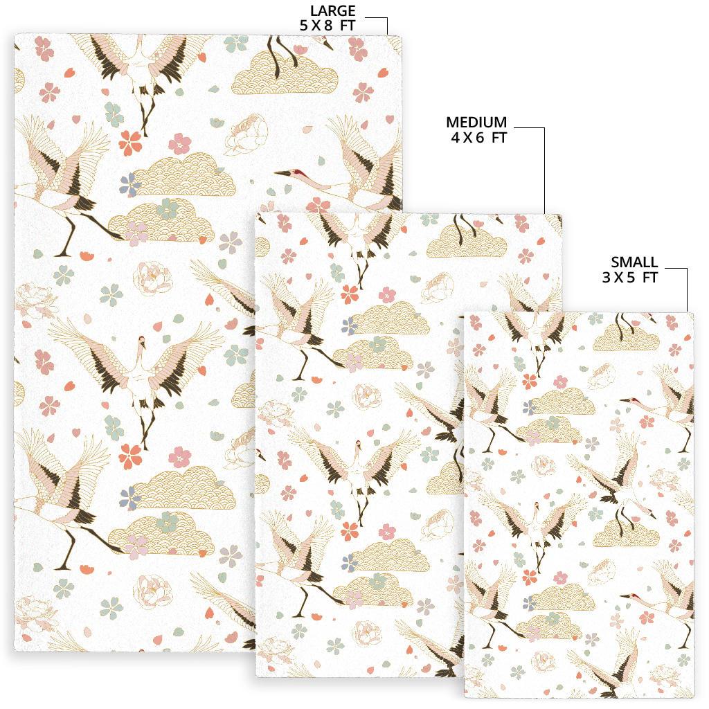 Beautiful Japanese cranes pattern Area Rug