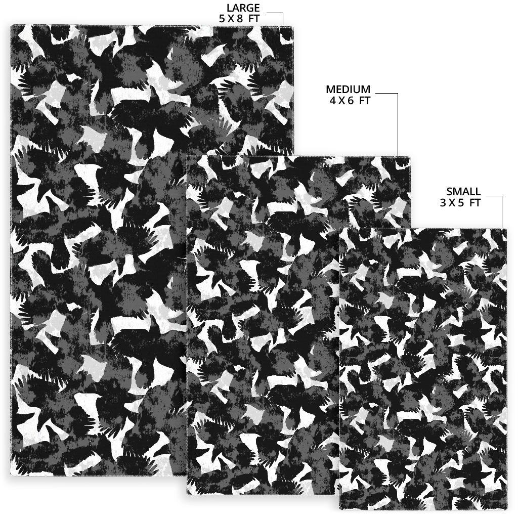 Crow illustration pattern Area Rug