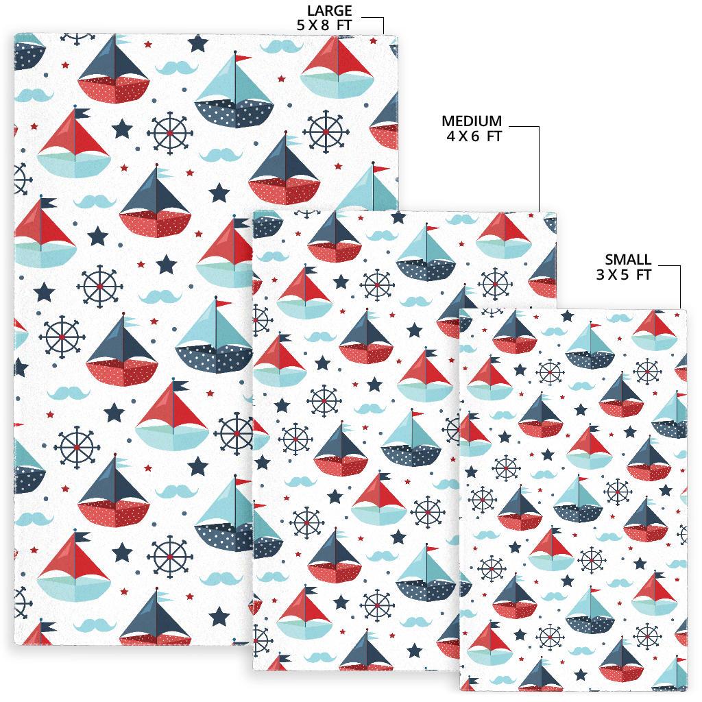 Cute color paper sailboat pattern Area Rug