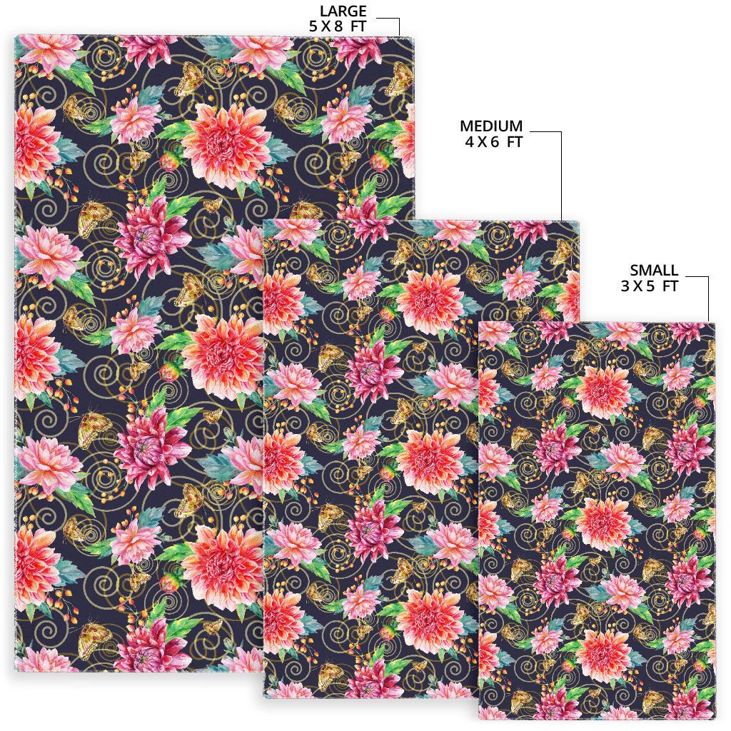 Dahlia Pattern Print Design DH02 Area Rugs