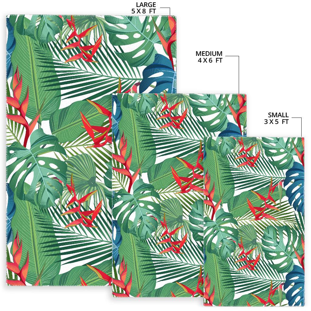 heliconia palm and monstera  leaves pattern Area Rug