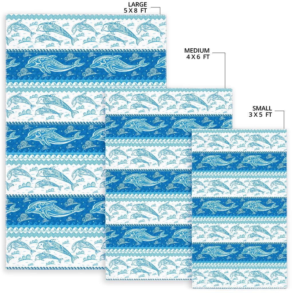 Dolphin Tribal Pattern Ethnic Motifs Area Rug