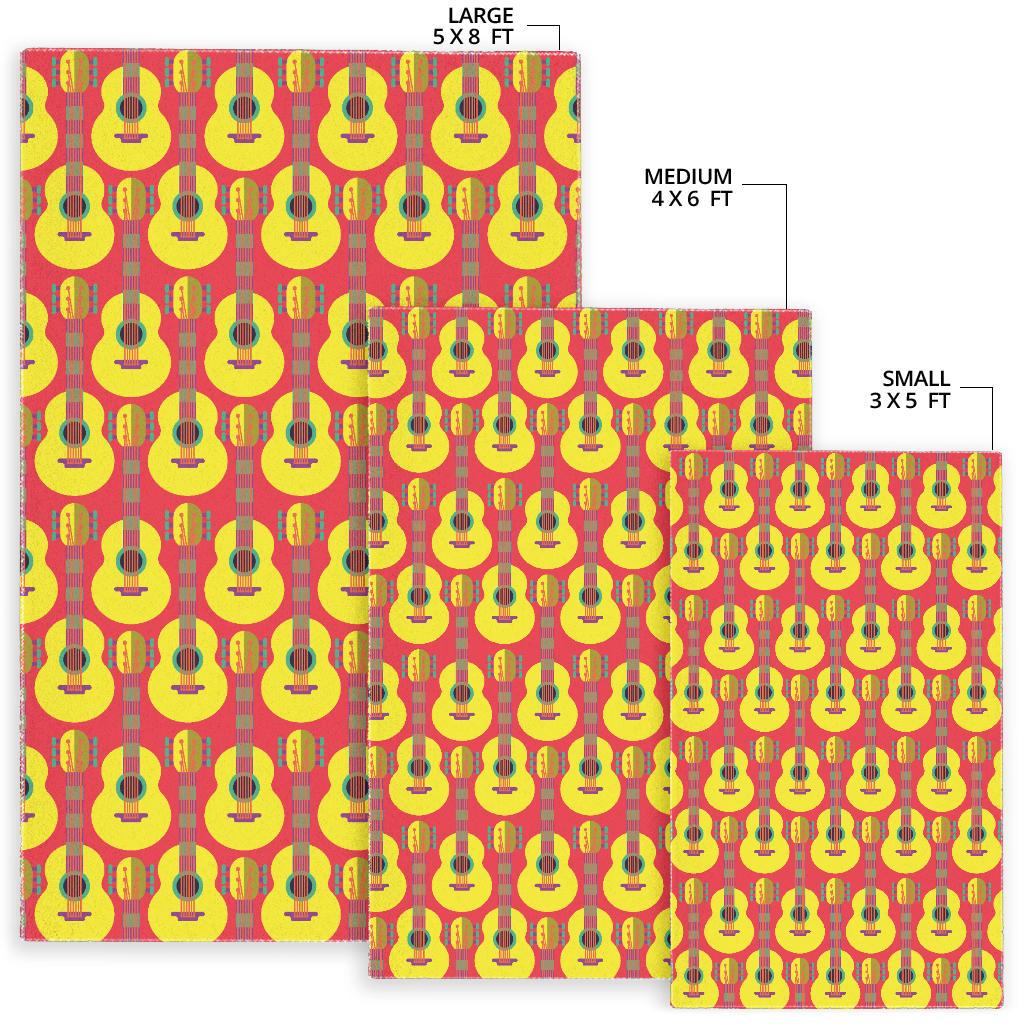 Classic Guitar Theme Pattern Area Rug