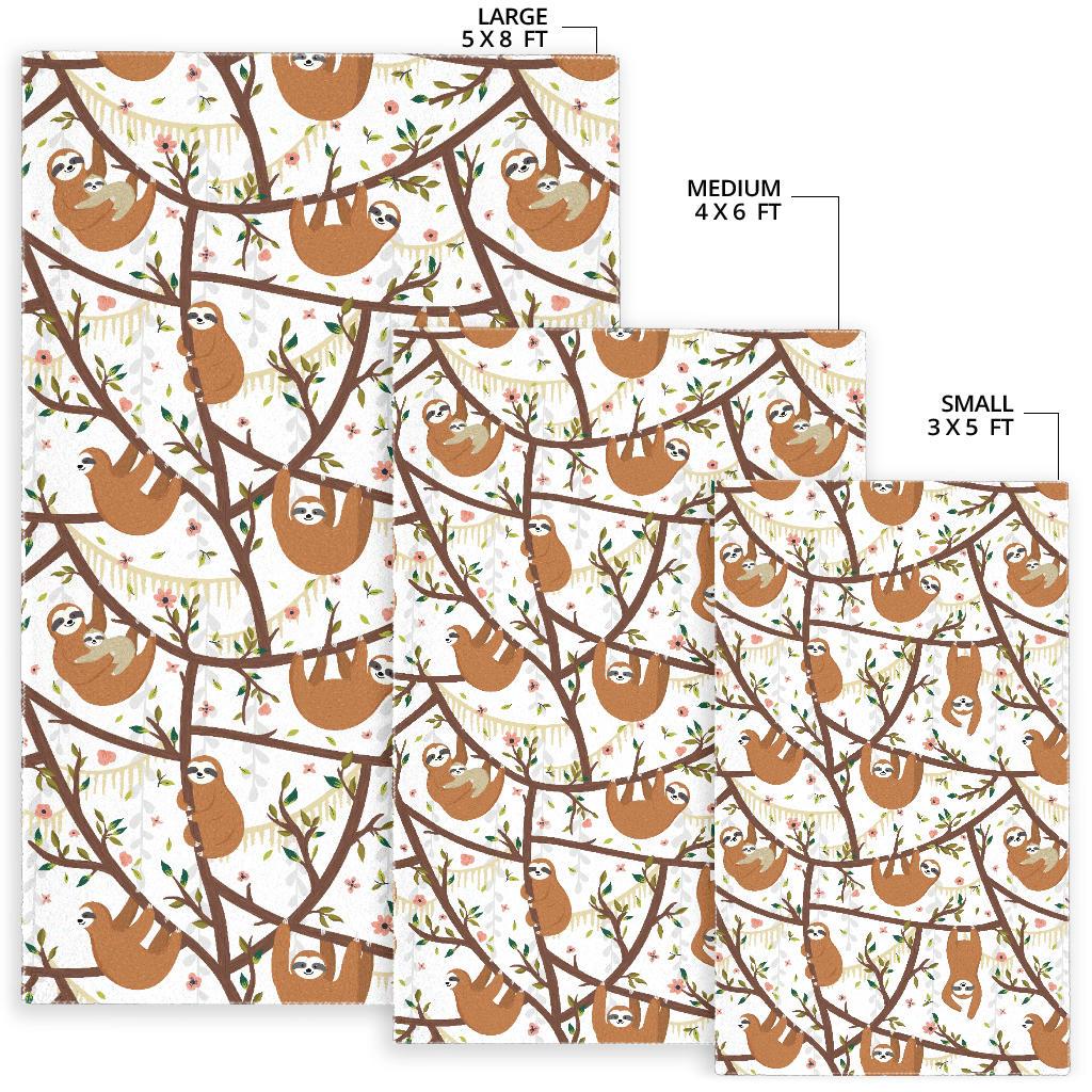 Sloths hanging on the tree pattern Area Rug
