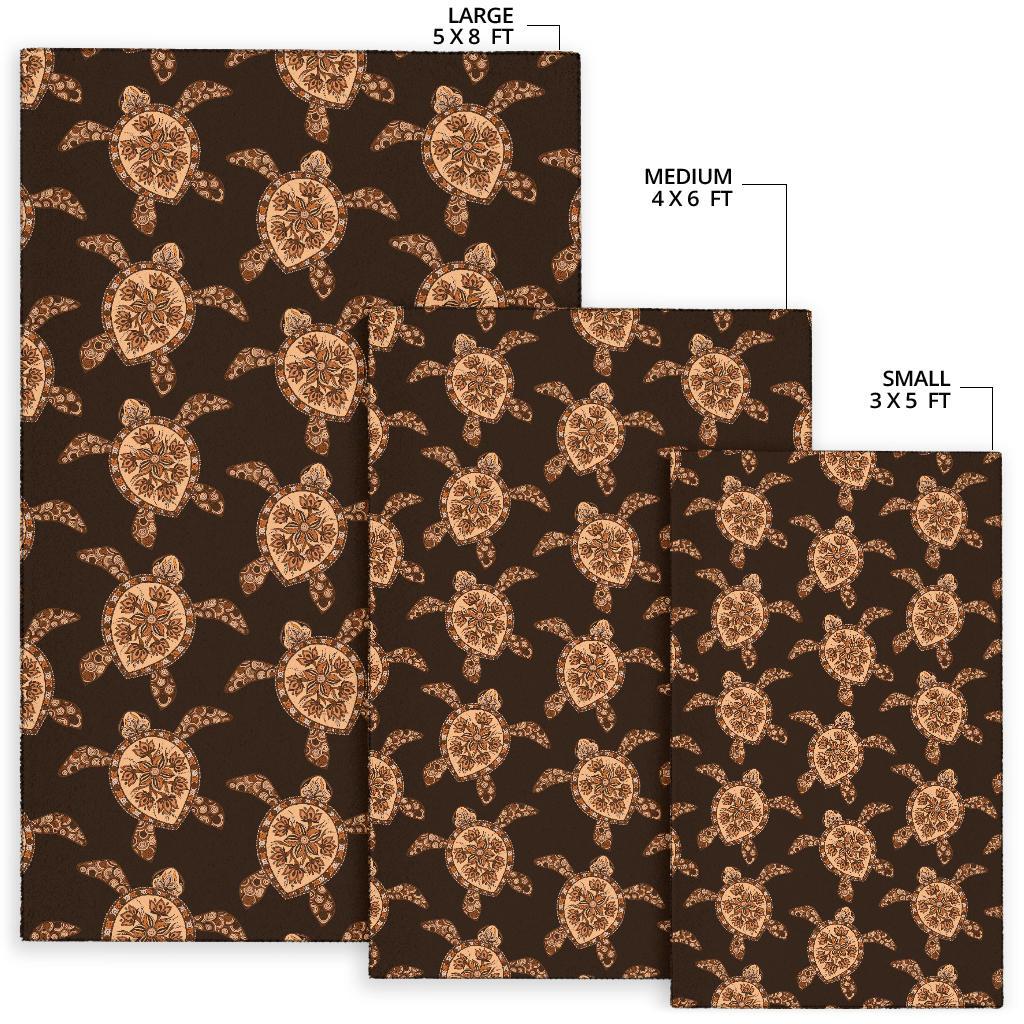 Tribal Sea Turtle Pattern Print Design T09 Area Rugs