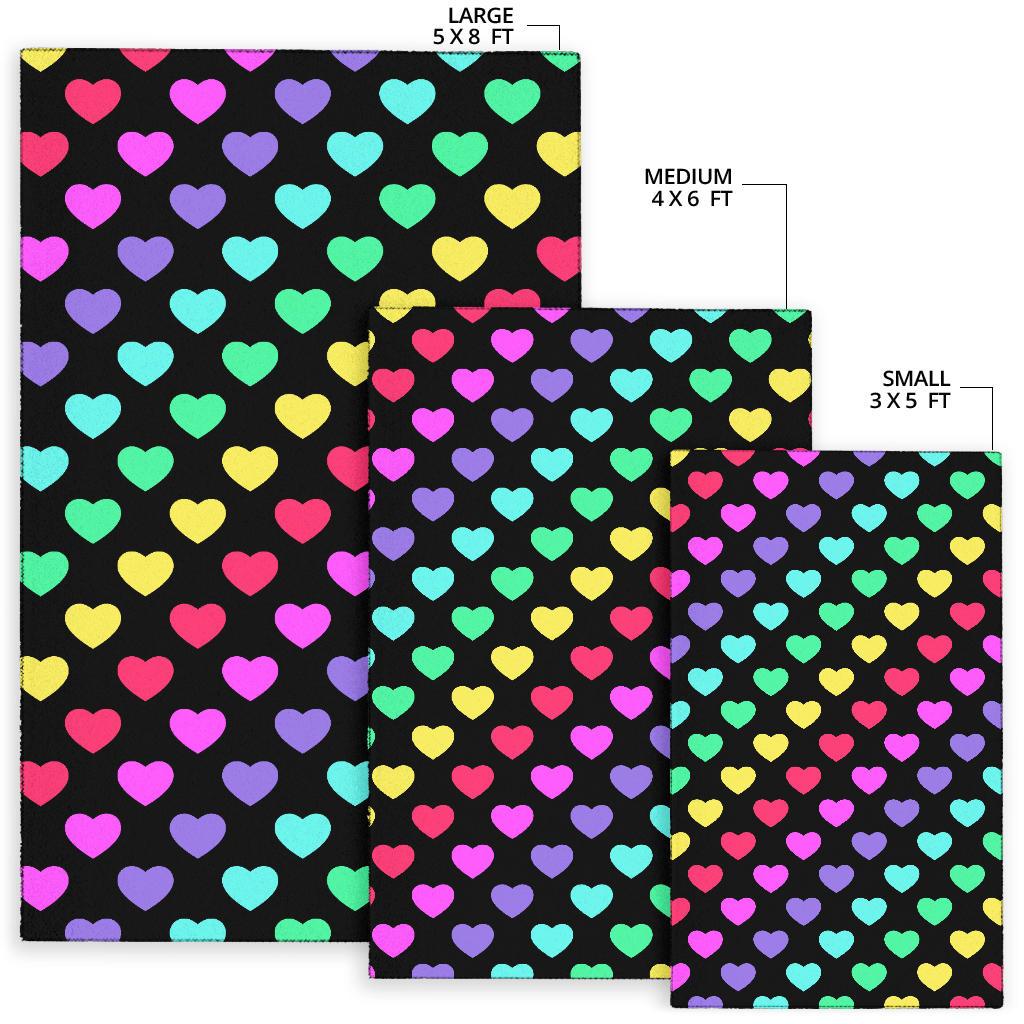 Heart Rainbow Pattern Print Design HE02 Area Rugs