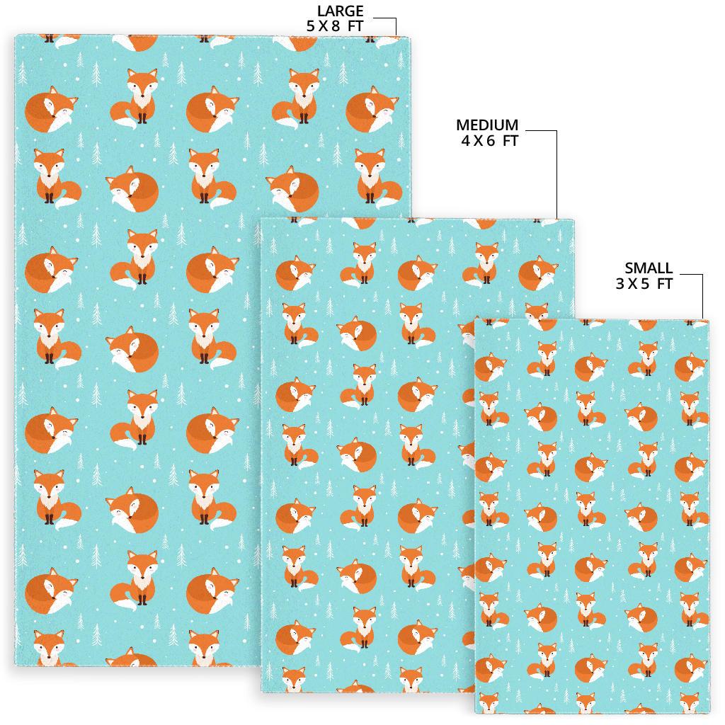 Fox pattern blue b ackground Area Rug