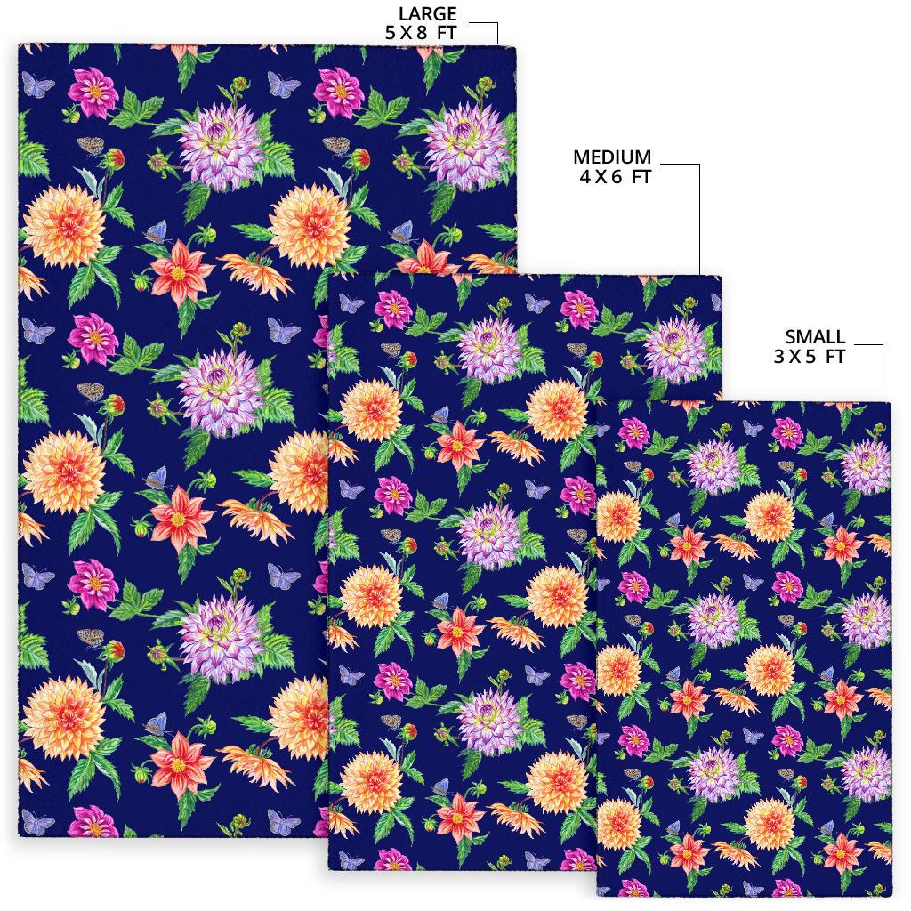 Dahlia Pattern Print Design DH010 Area Rugs