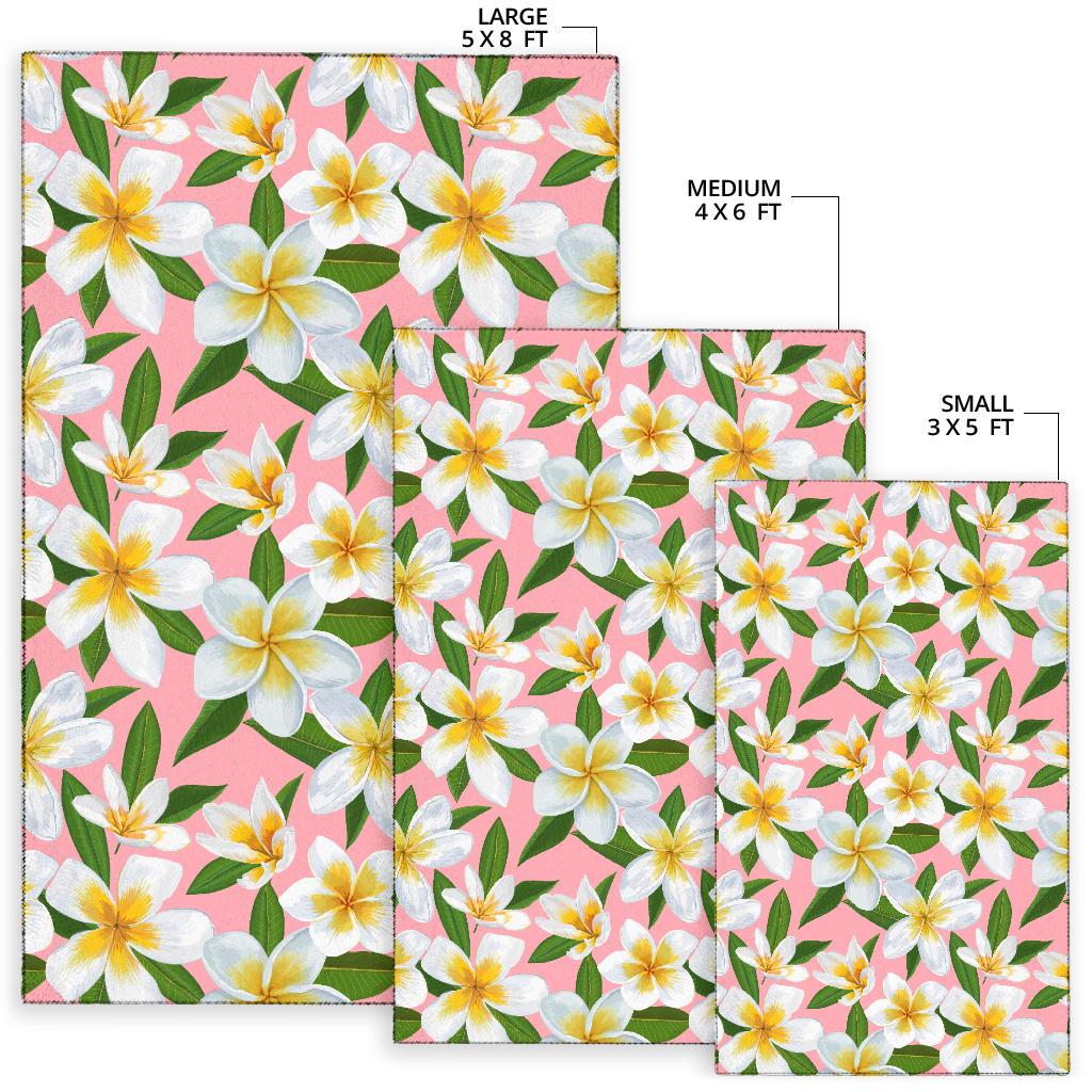 White Plumeria Pattern Print Design PM011 Area Rugs