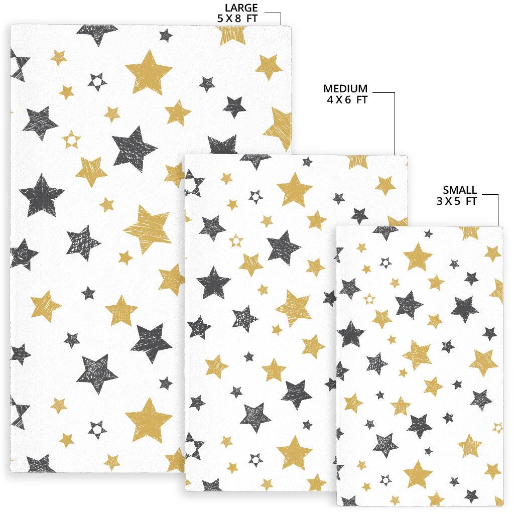 hand drawn gold black star pattern Area Rug