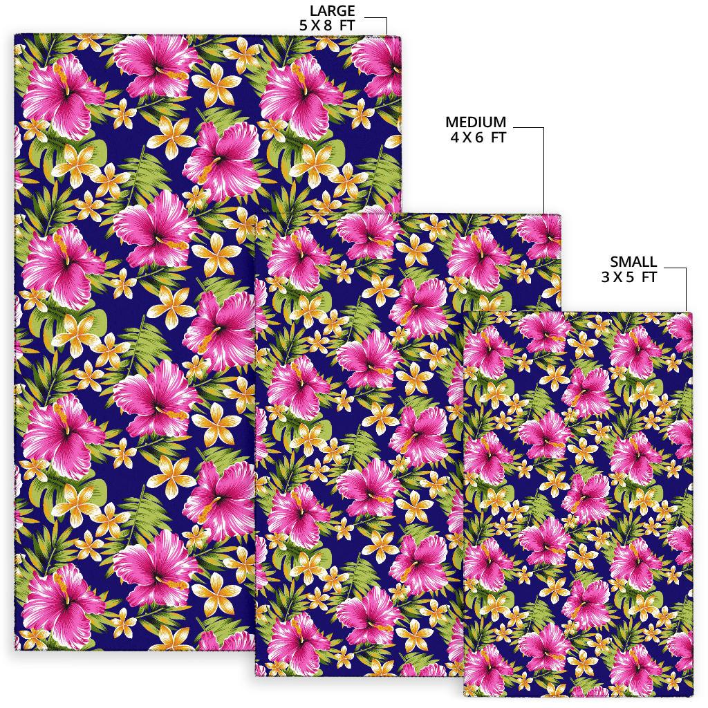 Pink Hibiscus Pattern Print Design HB027 Area Rugs