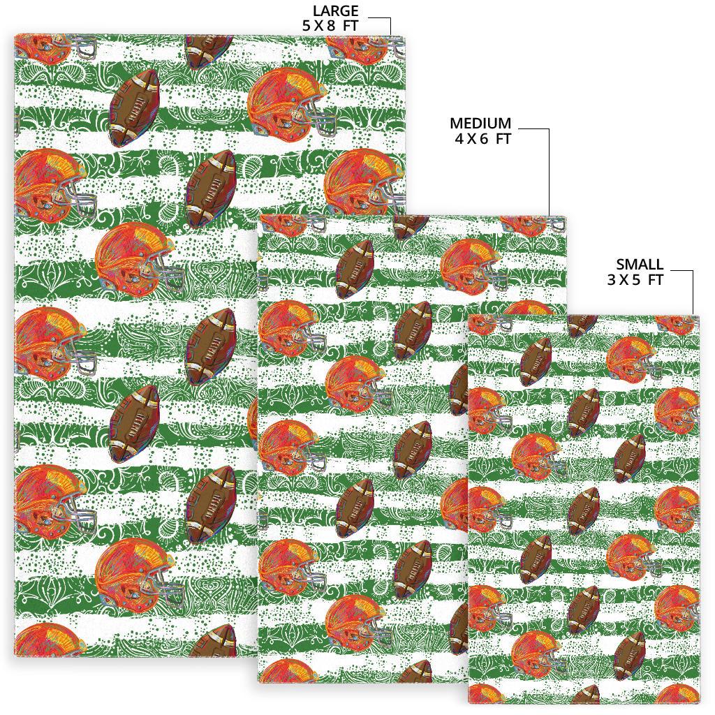 American Football Ball Helmet Pattern Area Rug