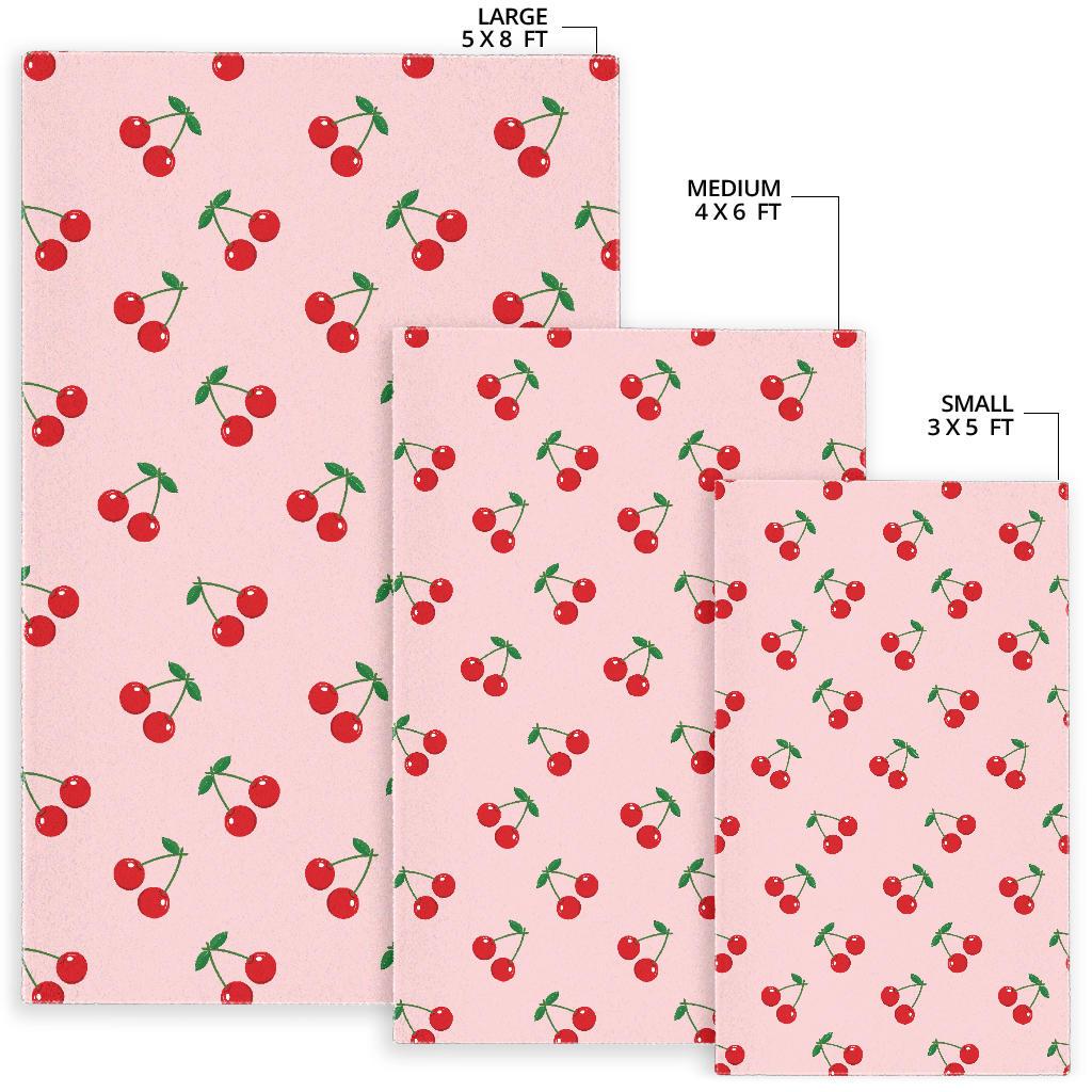 cherry pattern pink background Area Rug