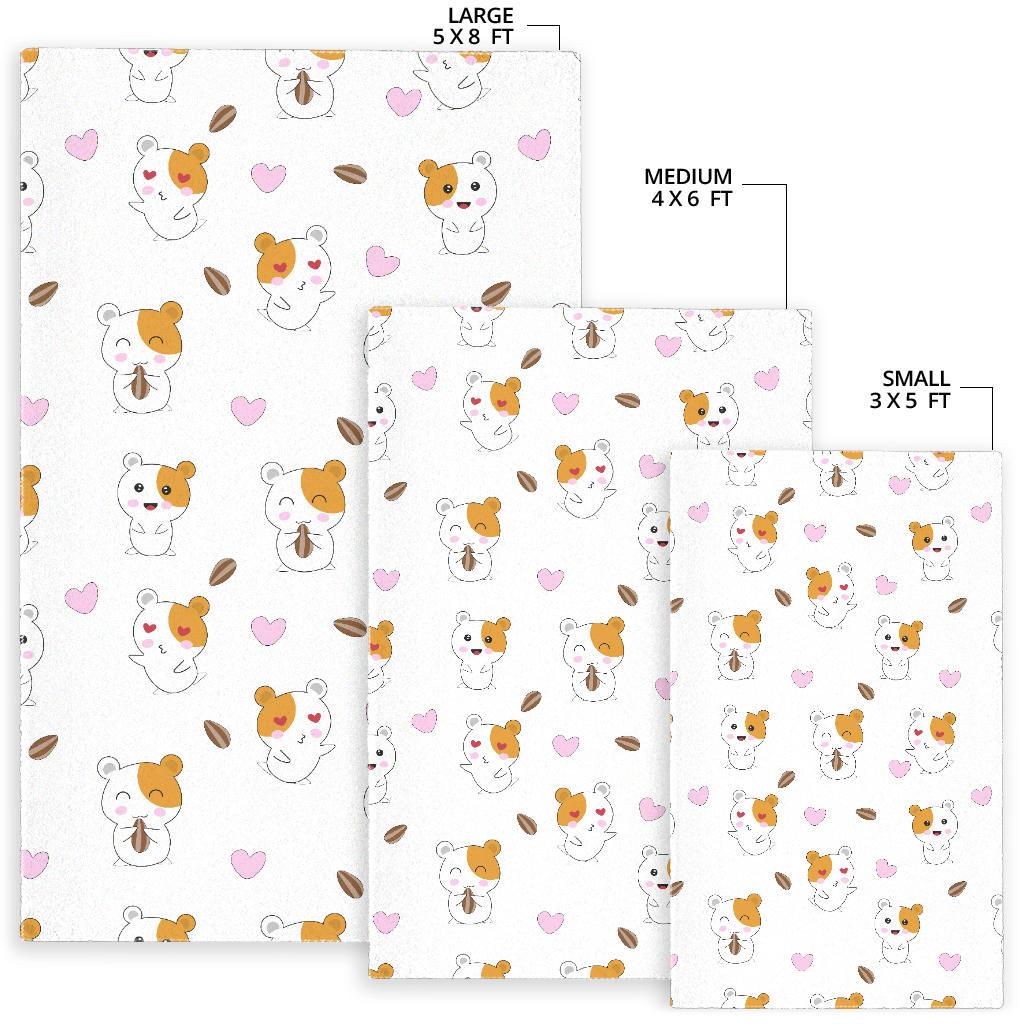 Hamster Seed Heart Pattern Area Rug