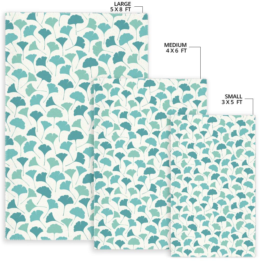 Green ginkgo leaves pattern Area Rug