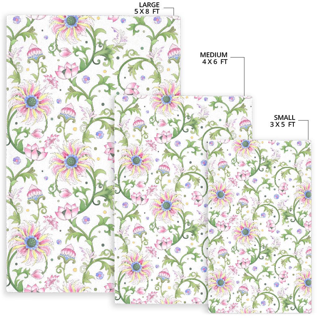 Beautiful pink lotus waterlily leaves pattern Area Rug