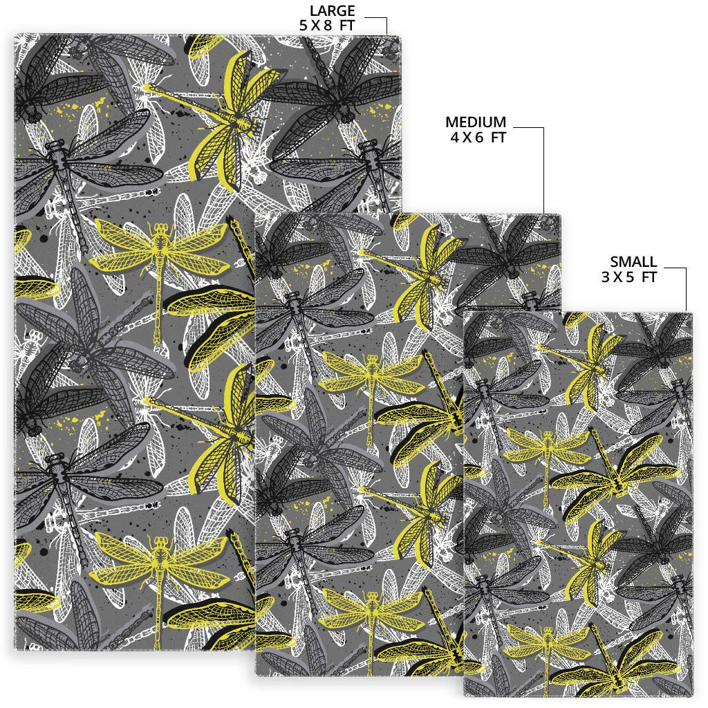 Hand drawn dragonfly pattern Area Rug