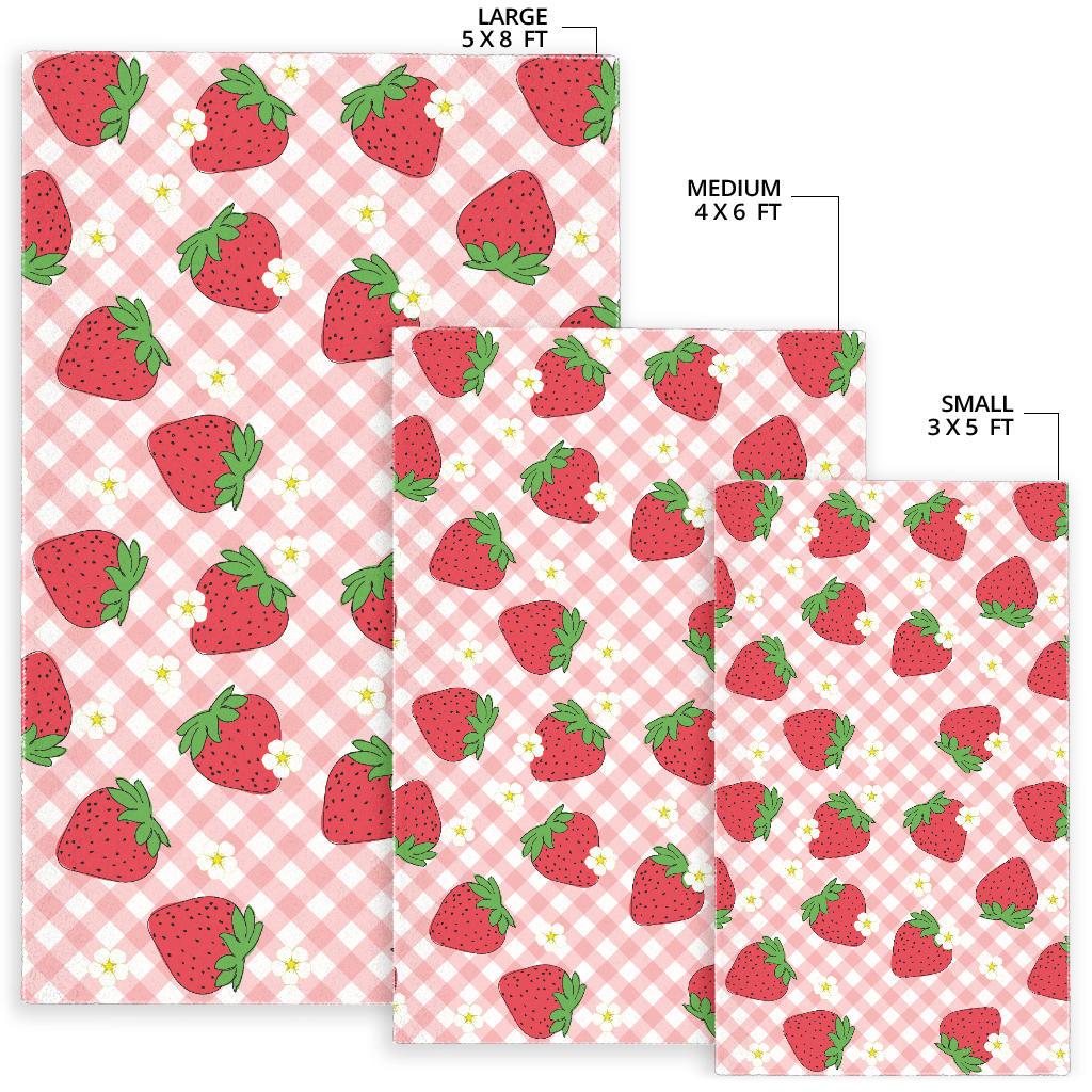 Strawberry Pattern Stripe Background Area Rug