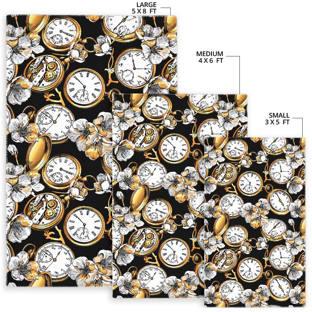 Clock Flower Pattern Area Rug
