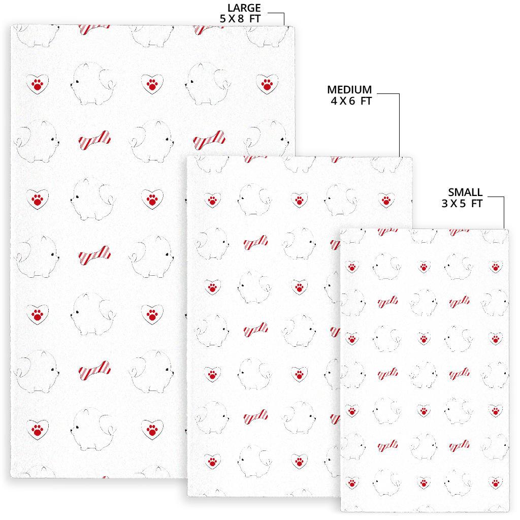 White Pomeranian Pattern Area Rug