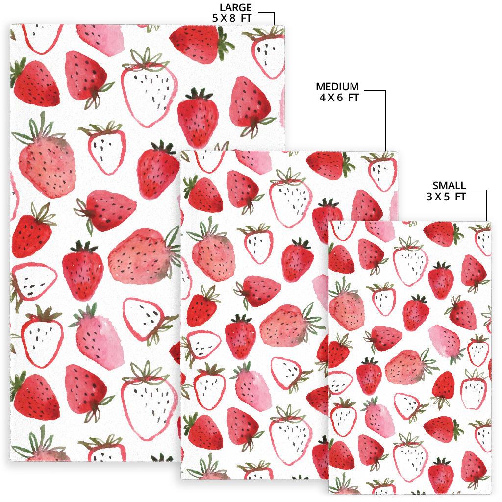 watercolor hand drawn beautiful strawberry pattern Area Rug