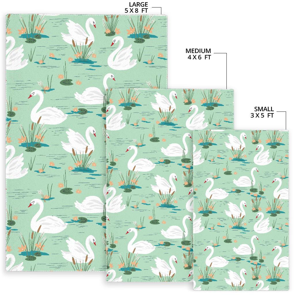 White swan lake pattern Area Rug
