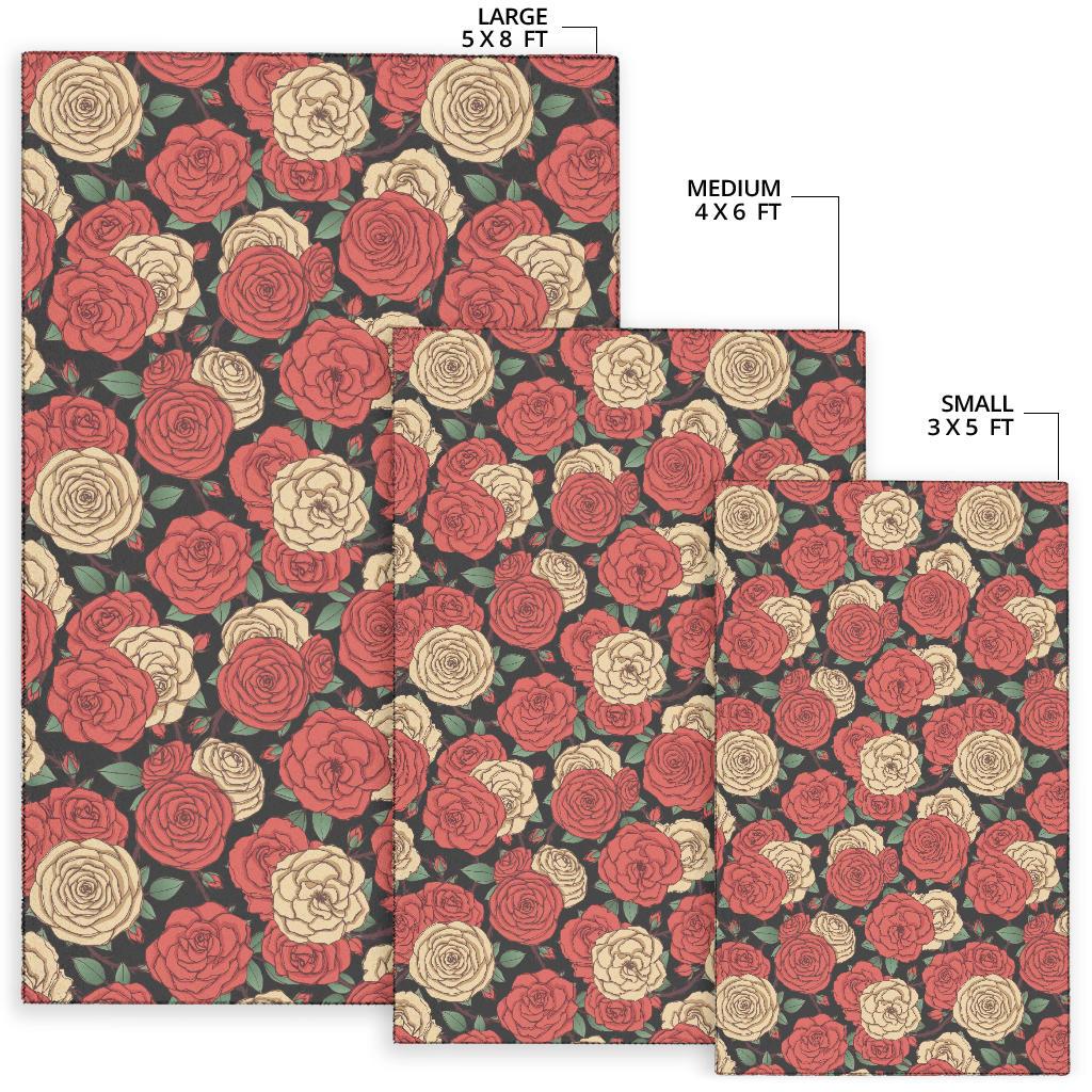 Camellia Pattern Print Design CM01 Area Rugs