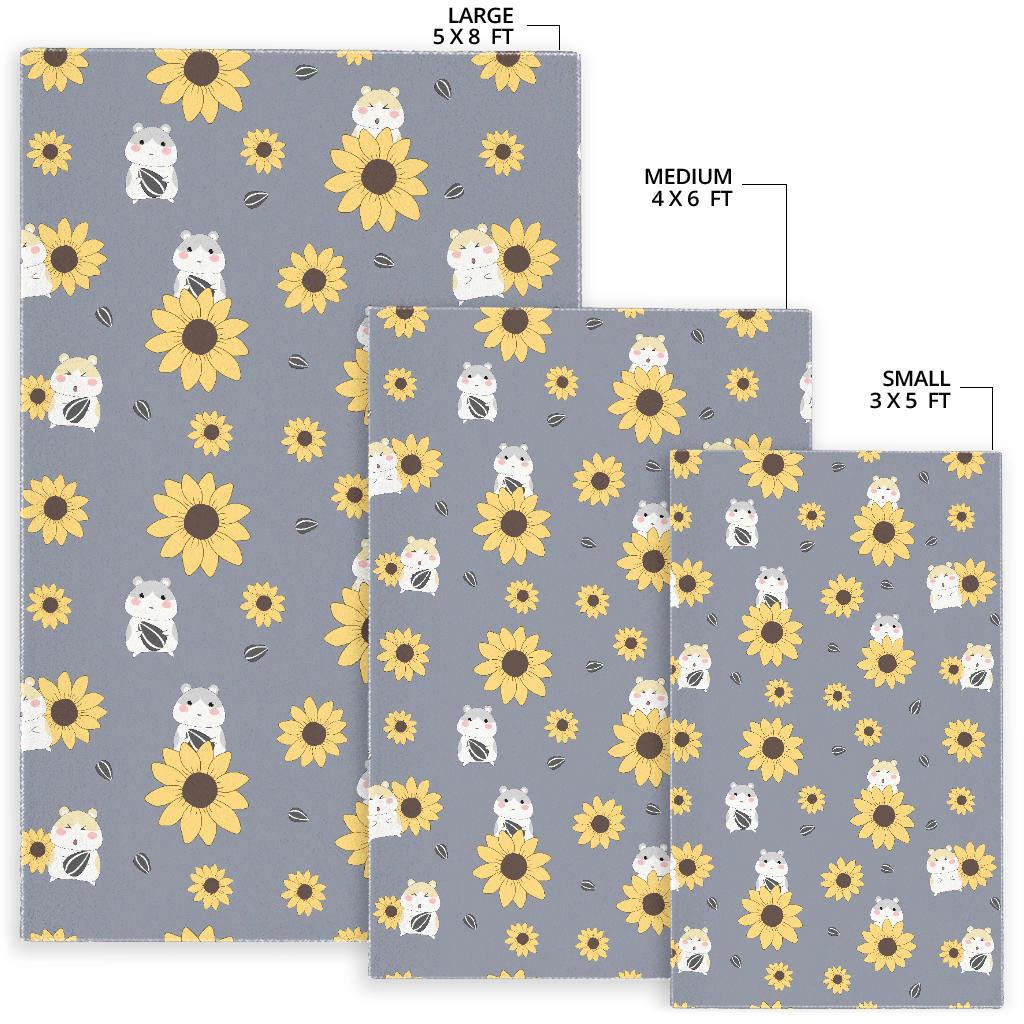 Cute hamster sunflower pattern background Area Rug
