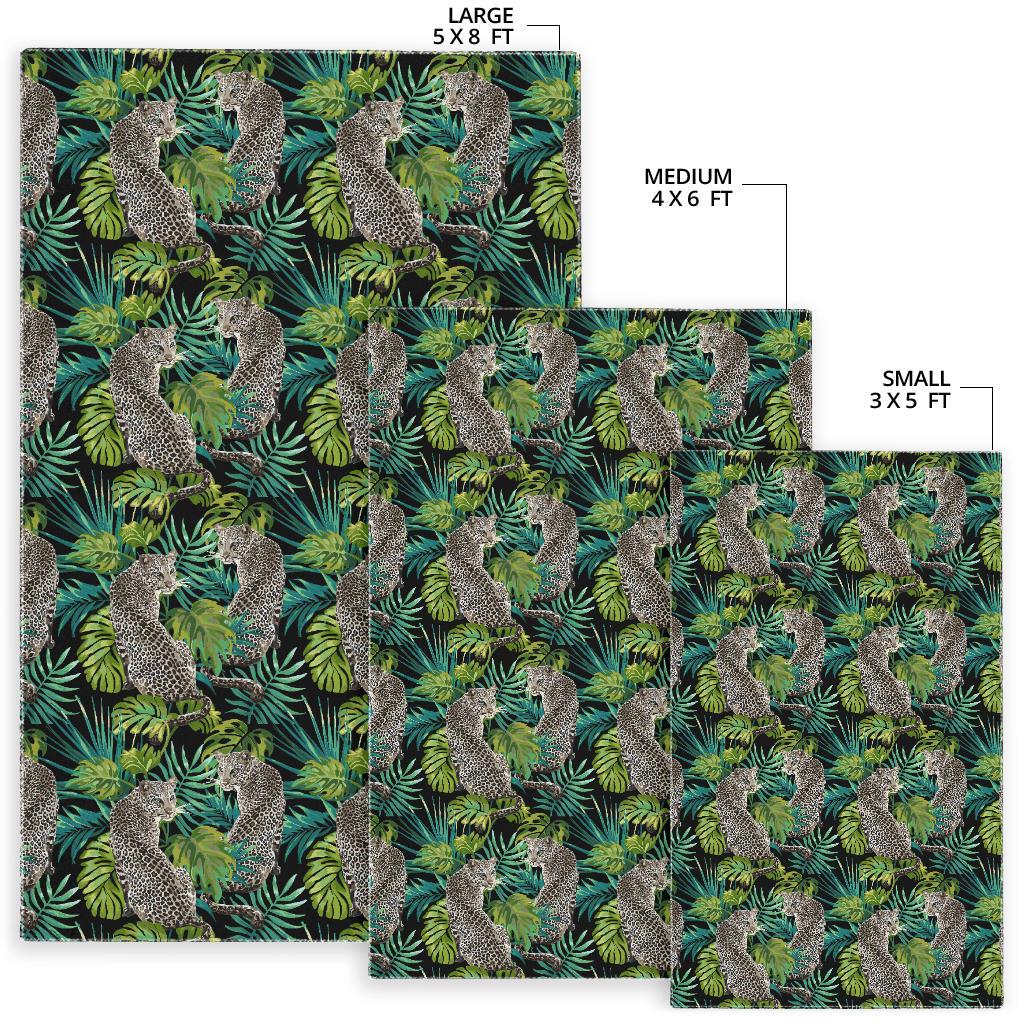 Leopard Leaves Pattern Area Rug