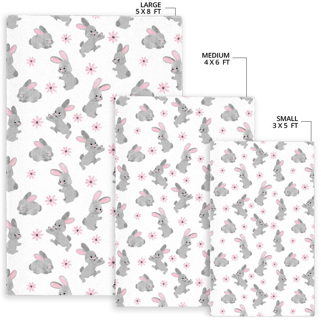 Watercolor cute rabbit pattern Area Rug