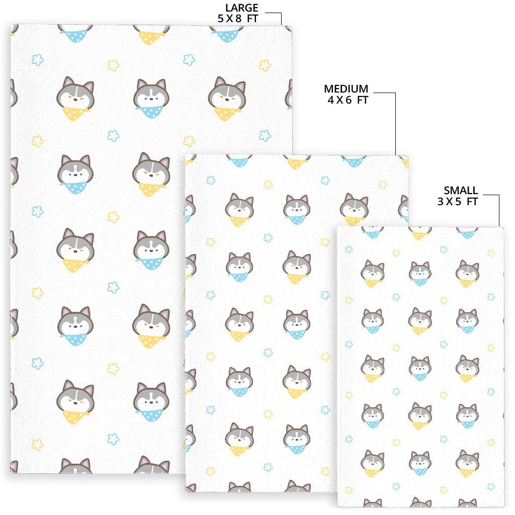 Cute Siberian Husky pattern Area Rug