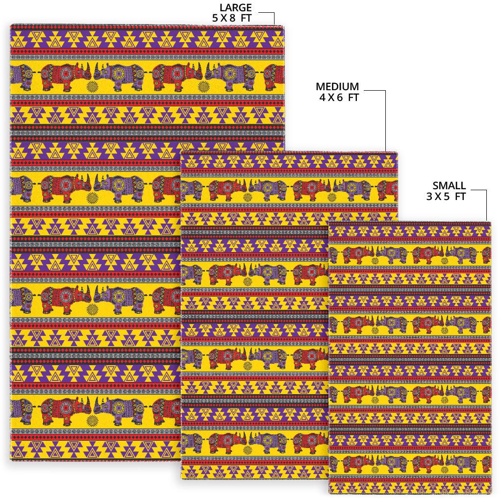 Rhino African Afro Dashiki Adinkra Kente Ethnic Motifs Area Rug