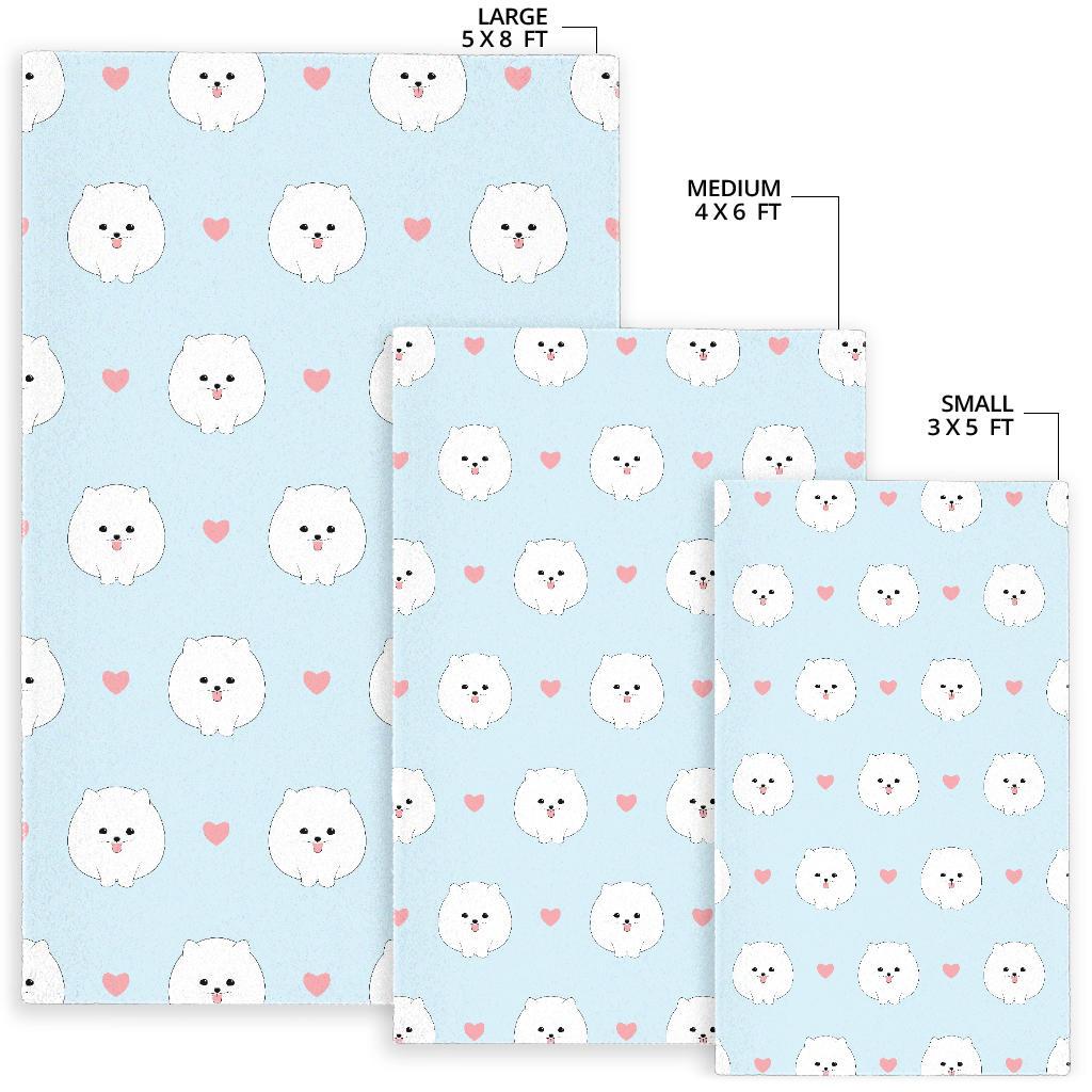 White cute pomeranian pattern Area Rug