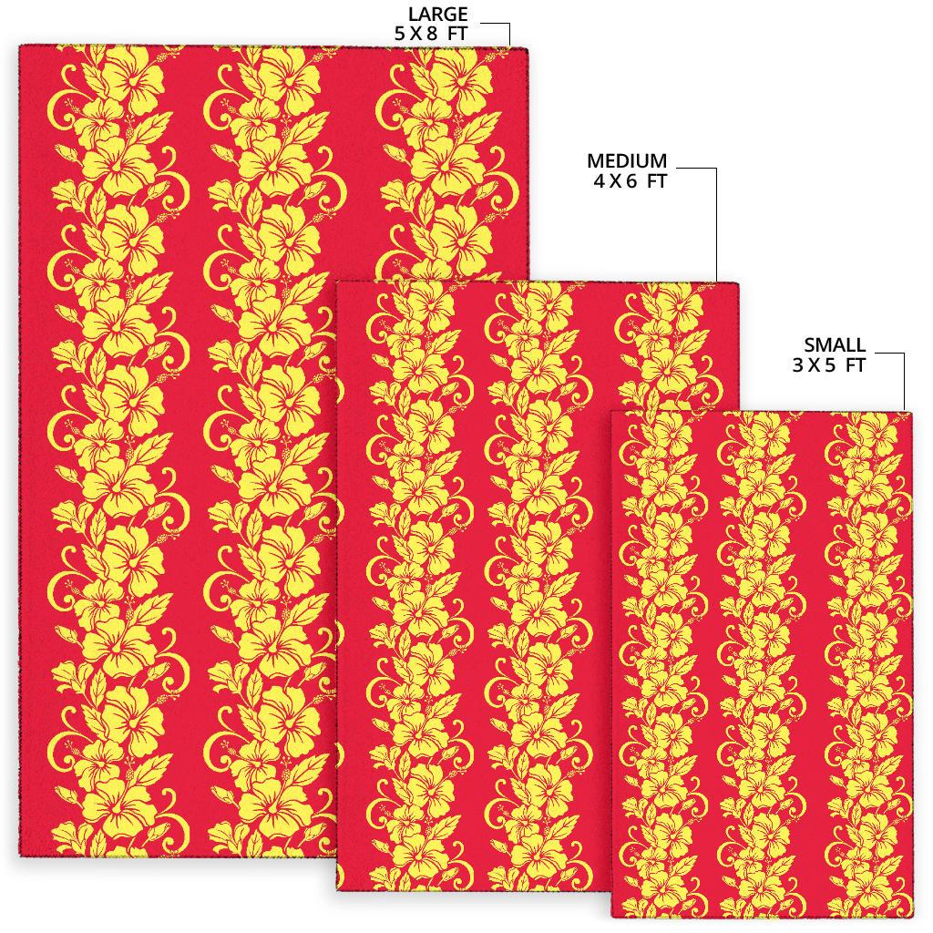 Orange Hibiscus Pattern Print Design HB018 Area Rugs