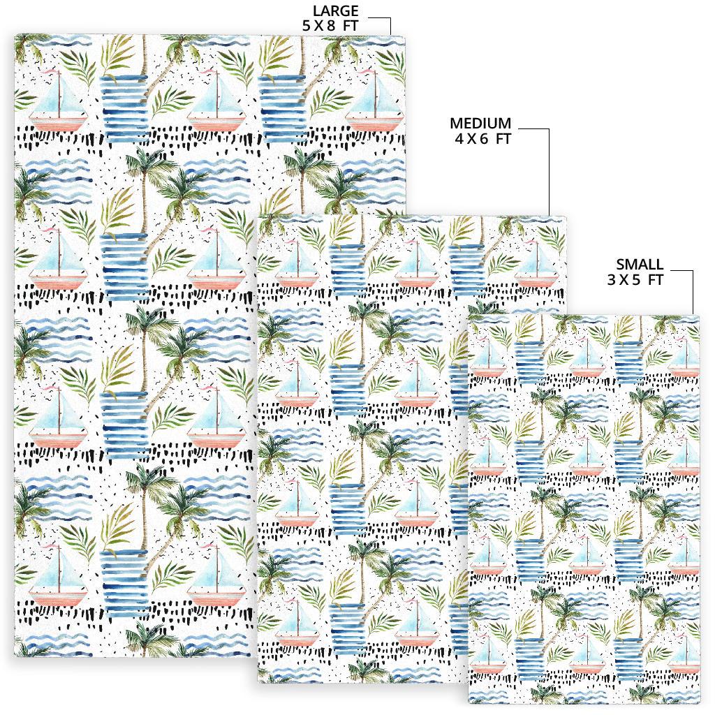 Sailboat Pattern Theme Area Rug