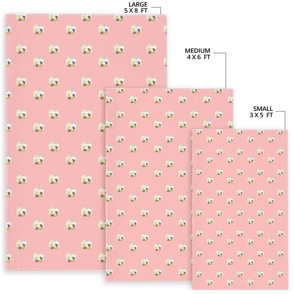 Cute hamster cheese pattern pink background Area Rug