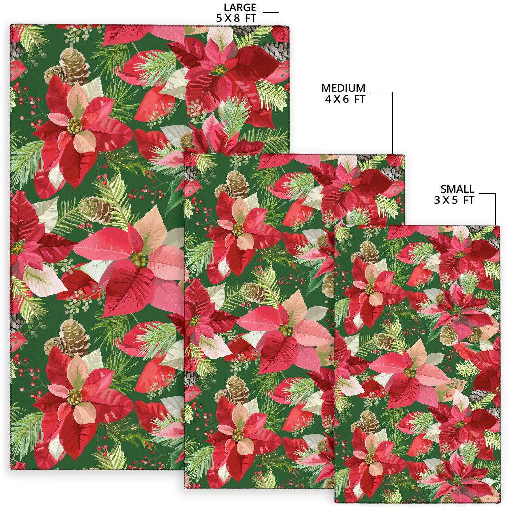 Poinsettia Pattern Print Design POT03 Area Rugs