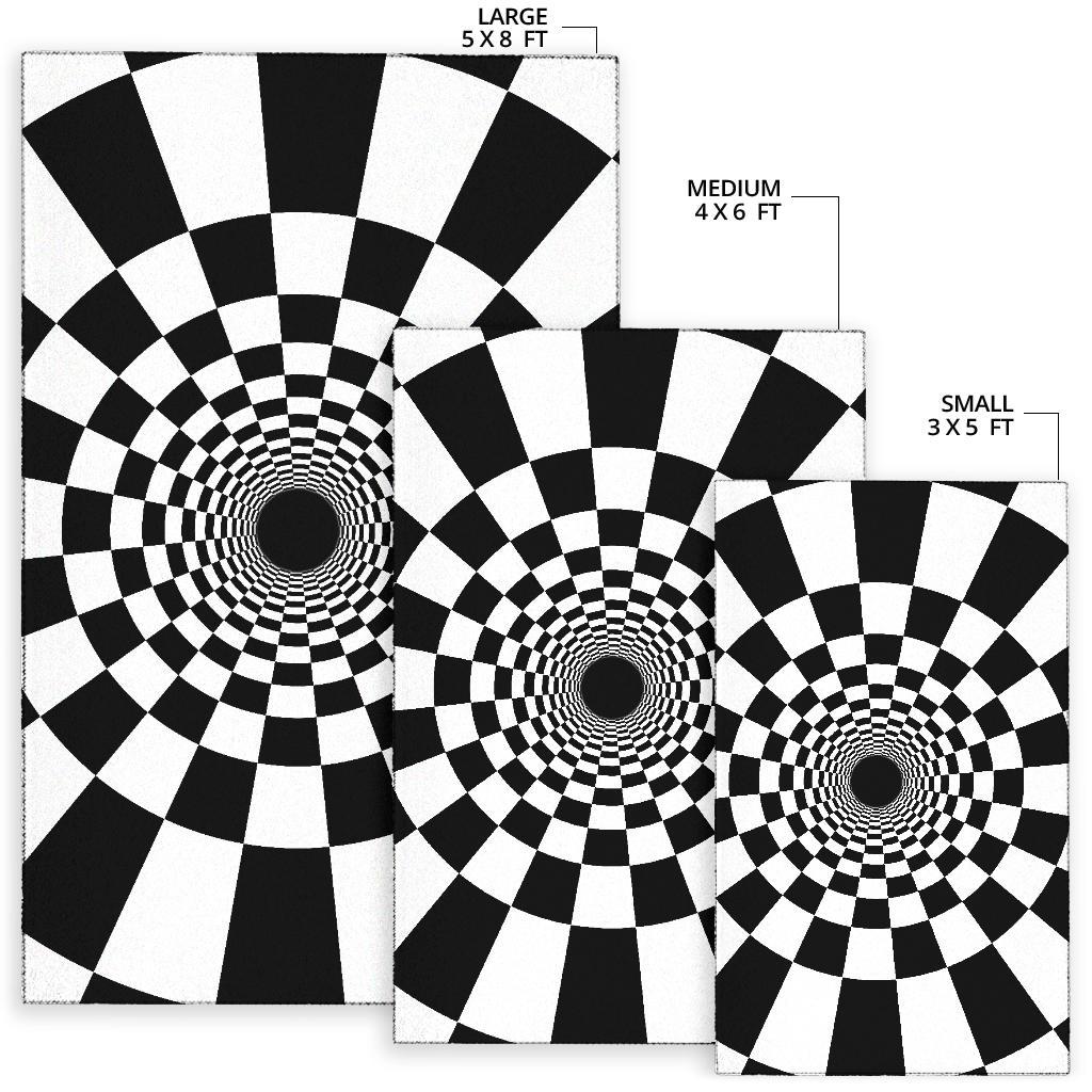 Tunnel Illusion Black and White Hole Area Rug