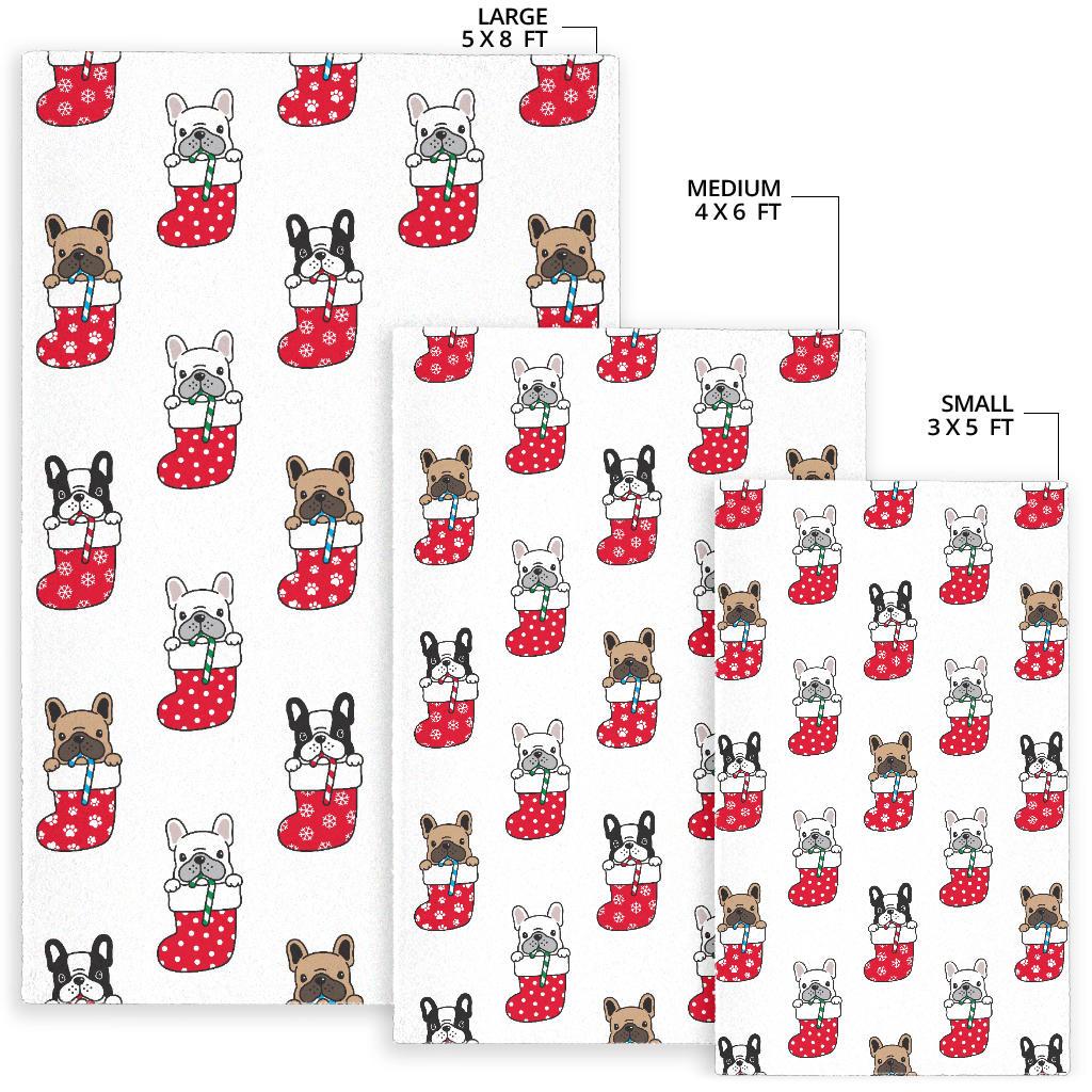 French Bulldog in Sock Pattern Area Rug