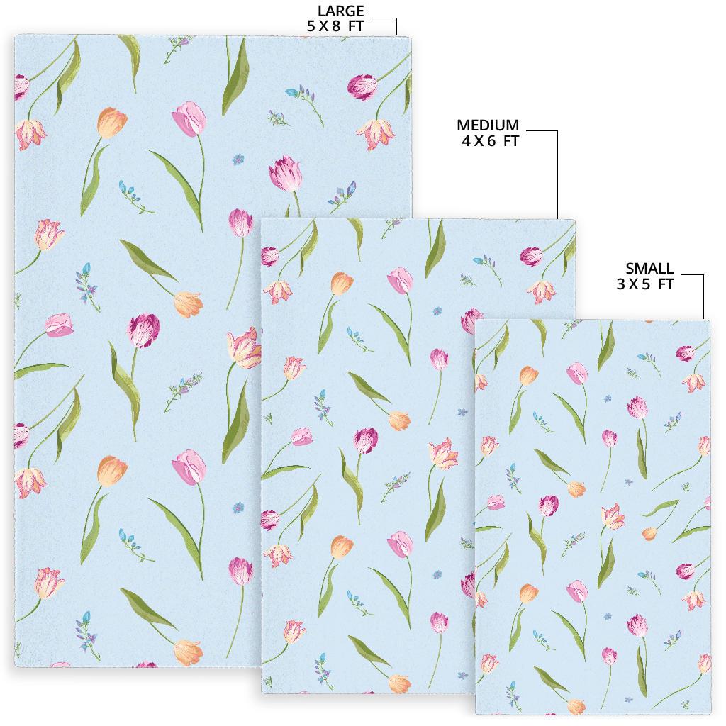 Watercolor Tulips pattern Area Rug