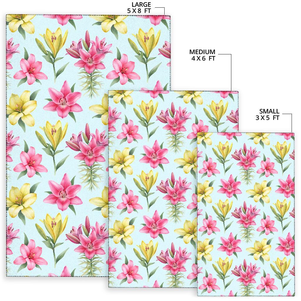 Lily Pattern Print Design LY010 Area Rugs