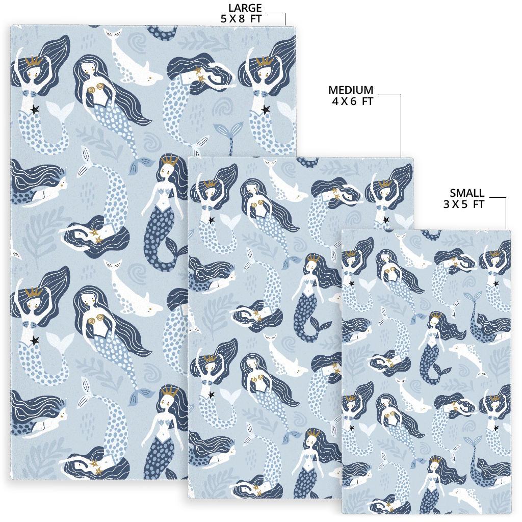 Mermaid Dolphin Pattern Area Rug